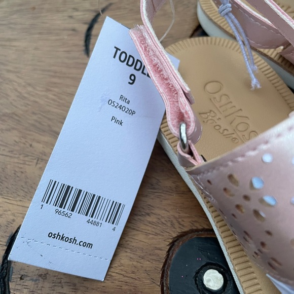 OshKosh B’gosh sandals shimmery light pink w/ flowers size 9 toddler girl - NWT - Picture 7 of 11